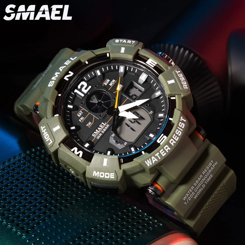 SMAEL  Multi functional Waterproof Sports Dual Display Electronic Quartz Watch 8045 Cool Shockproof Electronic Watch 2