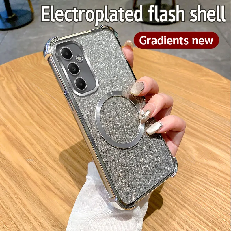 Überzug Stoßfest Klar Magnetring Telefon Fall Für Samsung Galaxy A05S A04S A03S A02S A52S M02 M12 M22 M32 4G Glitter Abdeckung_voghion.com