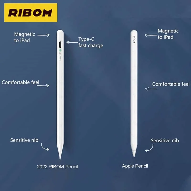 RIBOM ŸϷ  Apple Pencil 2 1 For IPad 2020 2018 Pro 11 12.9 9.7 10.2 8th For IPad Palm Rejection Pencil Bluetooth 