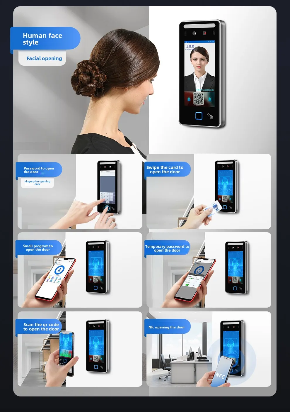 outdoor waterproof fingerprint access control machine metal facial recognition a