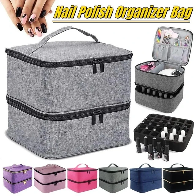 Nail Polish Bag Double-Layered Nail Tools Organizers For 30 Bottles Large  Capacity Nail Kit Case Container For Fingernail Dryer - AliExpress