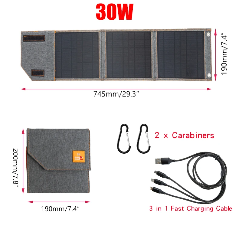 Panneau Solaire Pliable 30W/60W Avec Chargeur PD 20W - Étanche IP65, Idéal Pour Le Camping Et La Randonnée