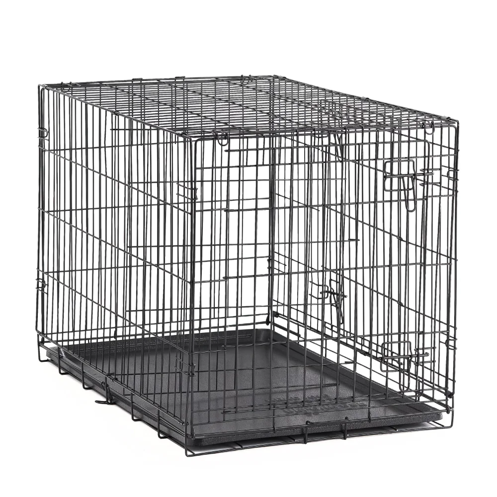 

Vibrant Life Double-Door Foldable Metal Wire Dog Crate with Divider and Tray, X-Large, 42"