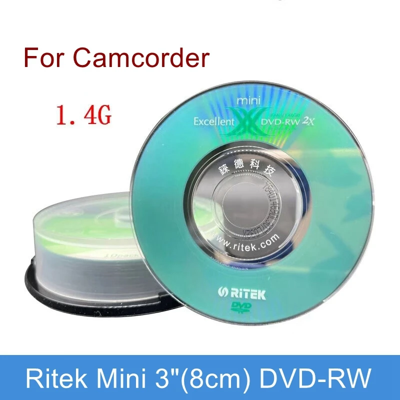 1PCS/4PCS/10PCS Ritek Mini 3"(8cm) DVD-RW Rewriteable Disk 1.4G 30Min Blank Disc For Video Camcorder Camera