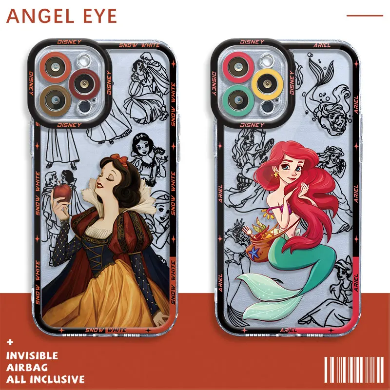 Custodia Trasparente Per Telefono Per Oppo Realme C35 C25Y C21Y C21 Cover Per Vivo Y30 V21 Y21 Y20 Y17 Y12A S1 Disney Princess Snow White Mulan