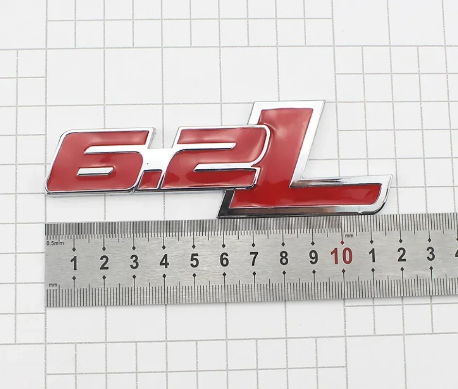 자동차 리어 부트 트렁크 엠블럼 배지 스티커, 3D 메탈 6.2L 로고, 포드 랩터 F150 허머 H2 쉐보레 C7 카마로 닷지 챌린저용