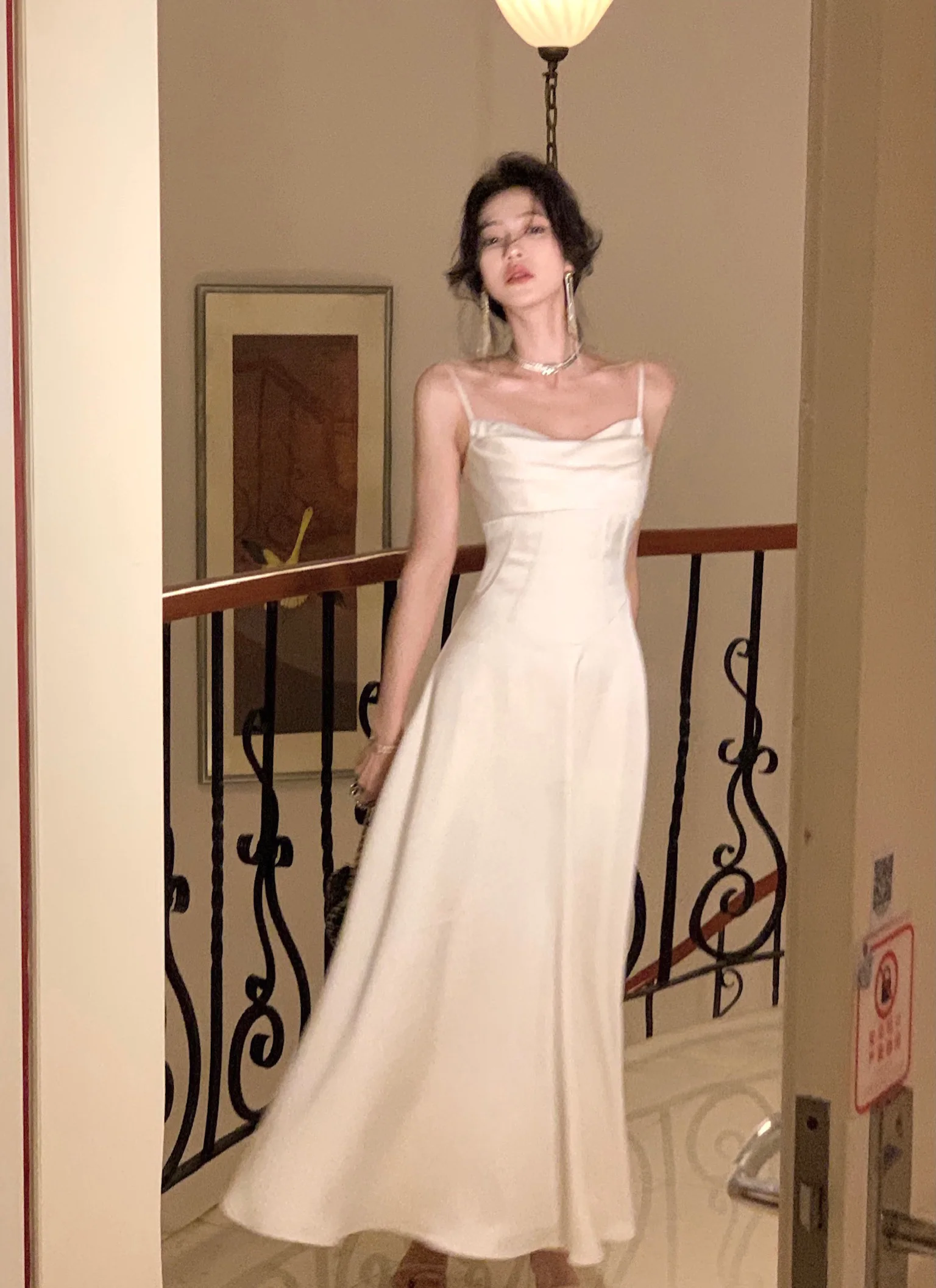 New Summer Satin Midi Dress Women Slim Spaghetti Strap Elegant Party Dresses Wedding Evening Birthday Backless Prom Robe Clothes