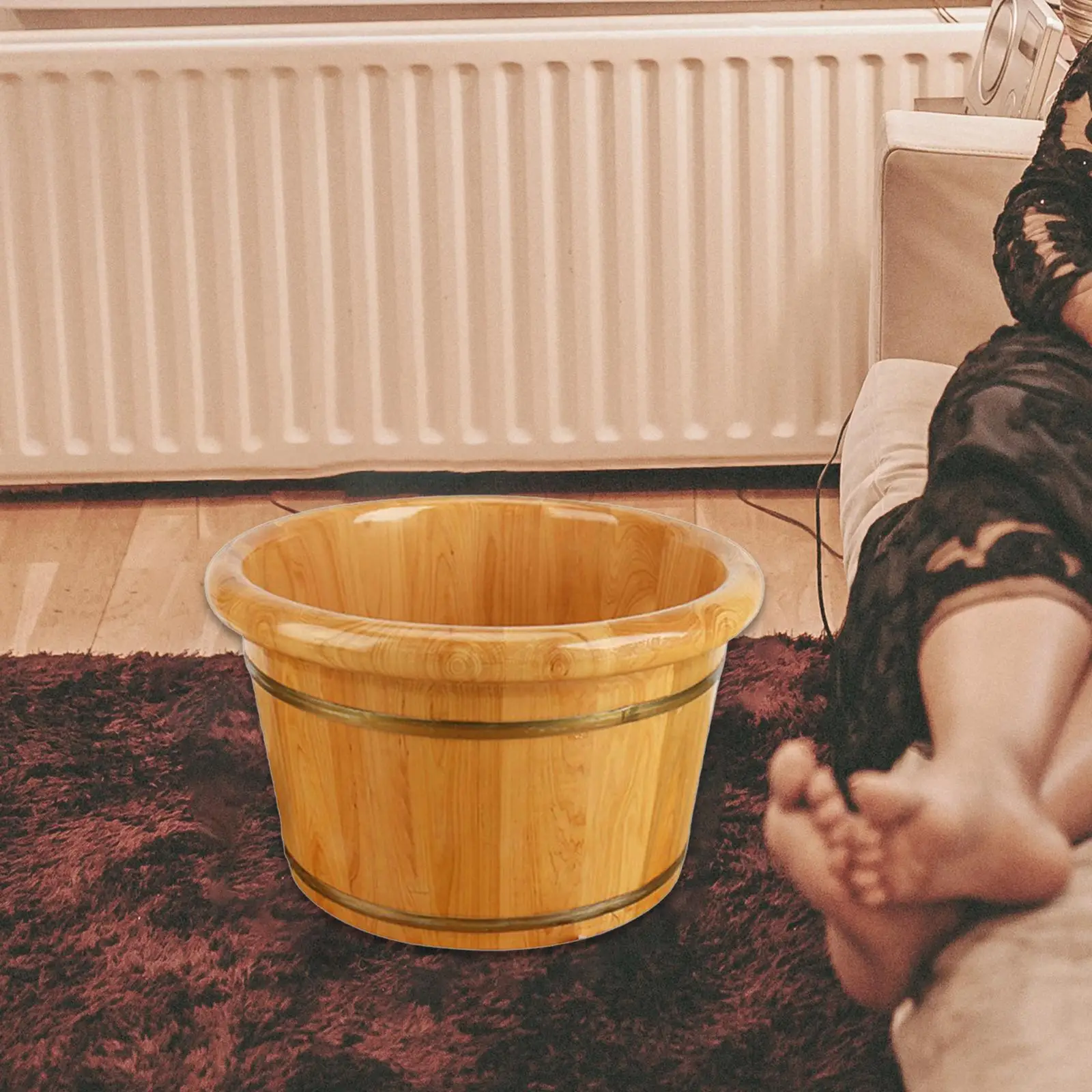 Foot Bath Barrel Wooden Foot Basin Sauna Foot Tub Thick Barrel Foot Baths Wood Foot Tub for Women Men Soaking Feet Home Bathroom