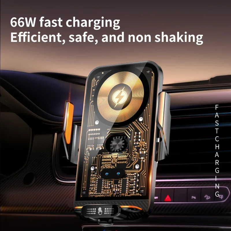 Phone Holder Car Phone Holder 66W Wireless Charger Mobile Phone Holder Intelligent Infrared Air Vent Clip for iPhone Samsung Xiaomi Universal