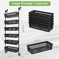 Pantry Door Organizer Over the Door Pantry Organizer with 6-Tier Adjustable Baskets Heavy-Duty Metal Wall Mounted Over 2