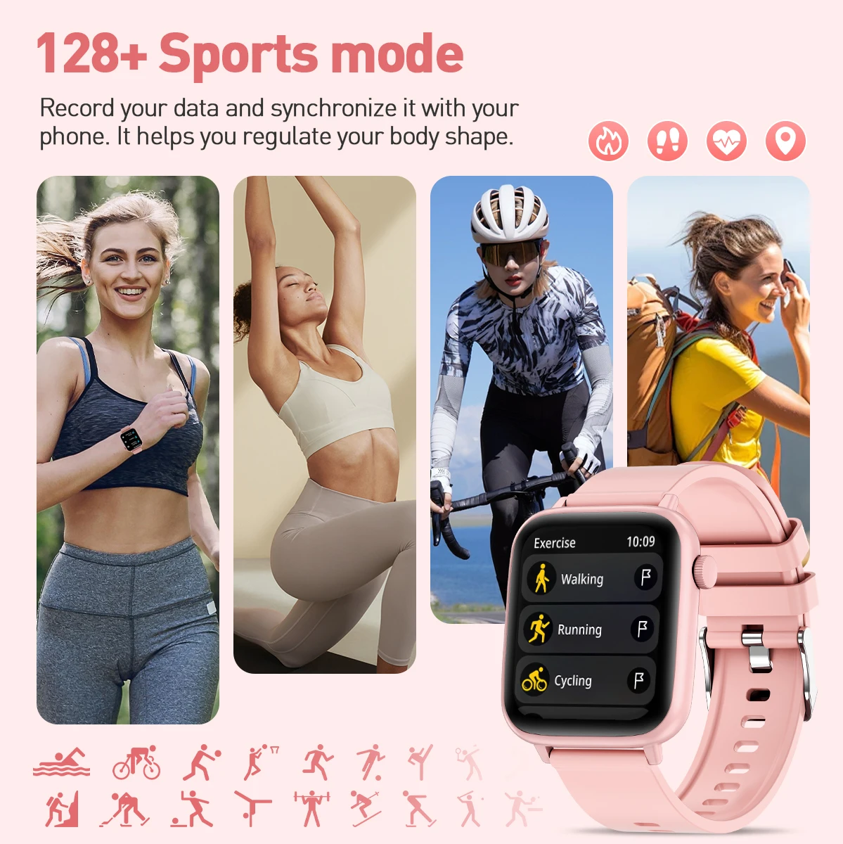 LIGE Women Smart Watches 1.83 Inch HD Display Answer Make Call Message Preview Sport Modes DIY Dial Weather Forecast For Men New