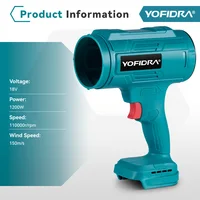 YOFIDRA 1200W High Power Turbo Fan 150M/S Handheld Thrust Violent Fan Stepless Speed Turbofan Snow Blower For Makita 18V Battery 2