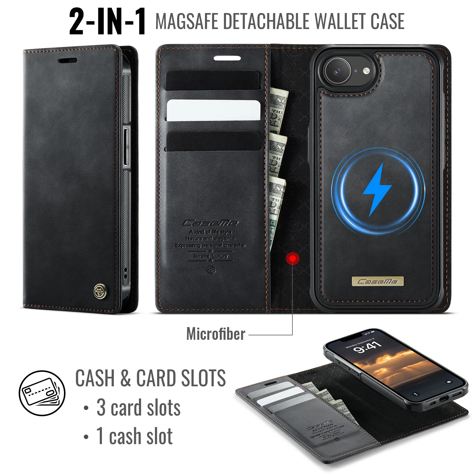 Premium Faux Leather Flip RFID Protective Phone Case with Magnetic Card Function