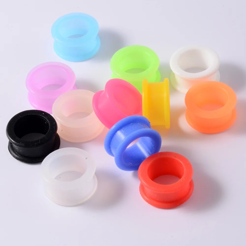 2 Stück dünne, flexible Silikon-Ohrstöpsel und Tunnel, hohle Ohrmessgeräte, Dehnungsstreifen für Tunnel, 3–20 mm Ohr-Expander-Dilatationen – Detail 4