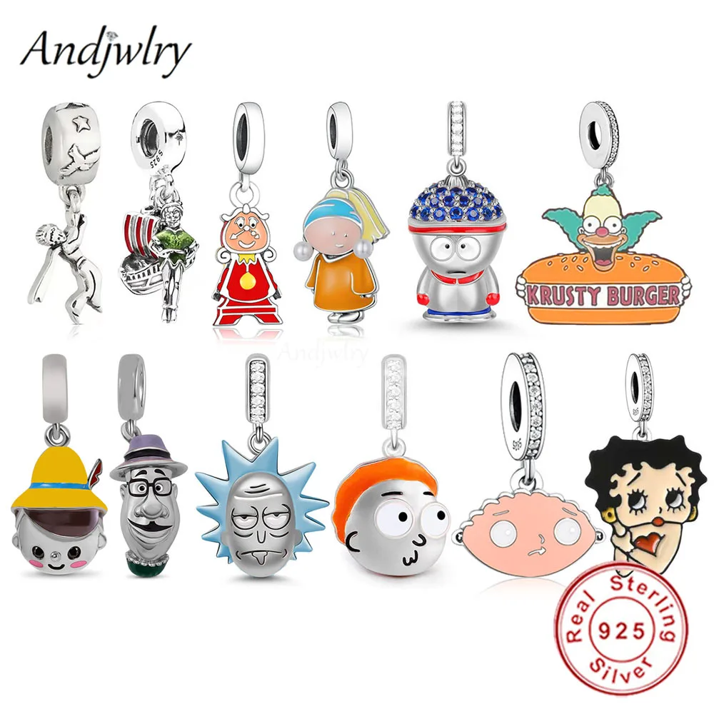 

Fit Bracelet Cartoon Characters Head Dangle Charm Silver 925 Original Little Prince With Bird And Star Bangle Jewelry Berloque