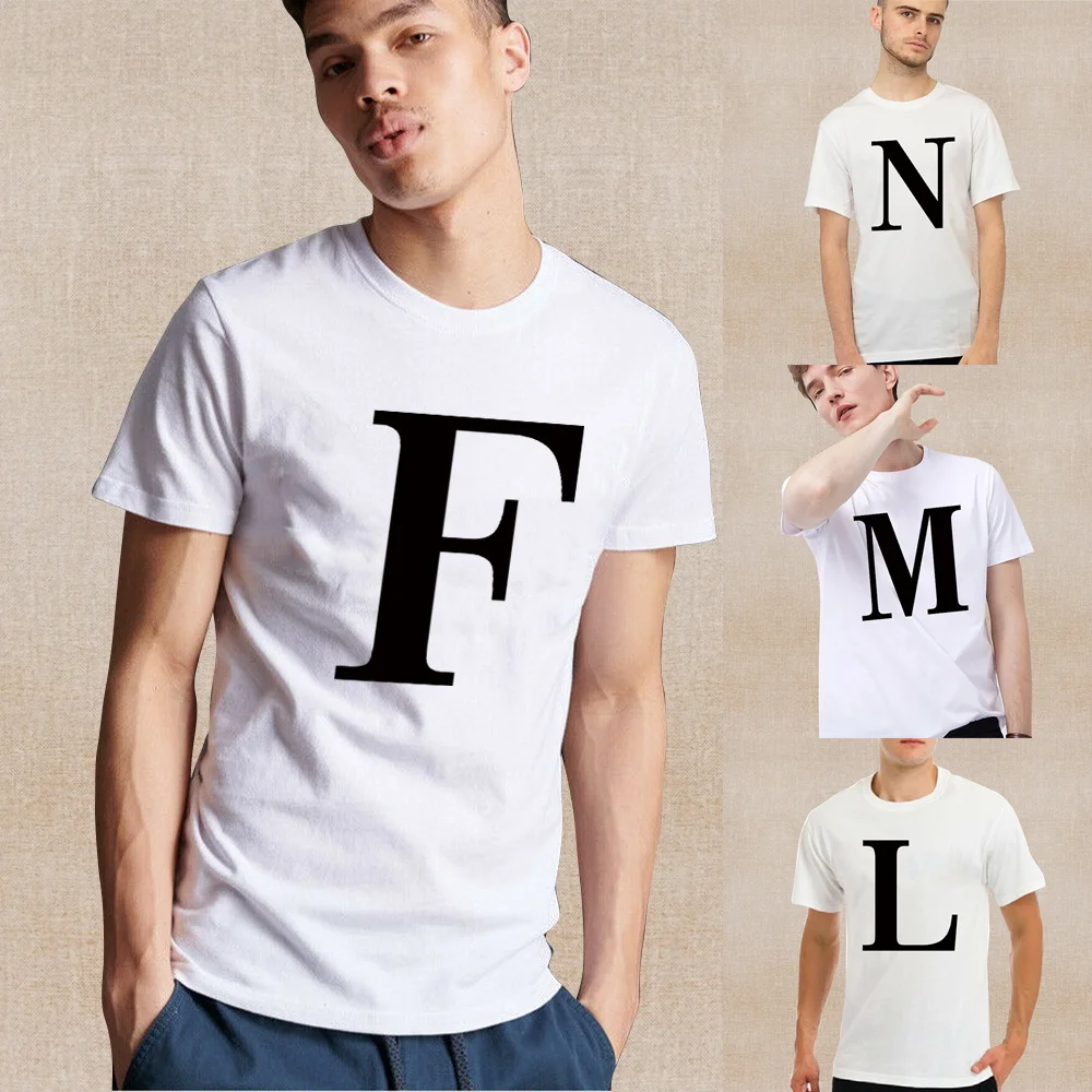 

2024 New Men T-shirt Streetwear 26 Letter Print Short Sleeve Casual Round Neck T-shirt Fashion Men Tees Comfortable Pullover Top