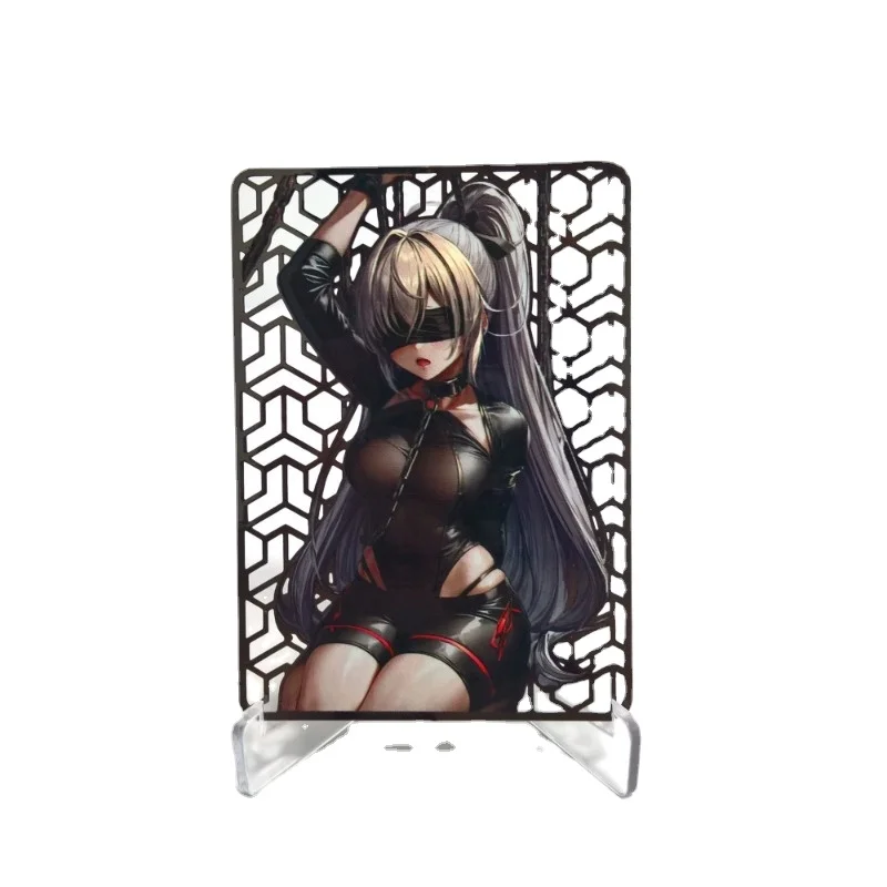 

Imprisonment Topic Beautiful Girl Chainsbinding Black Metal Card Openwork Engraving Relief Anime Game Peripheral Christmas Gifts