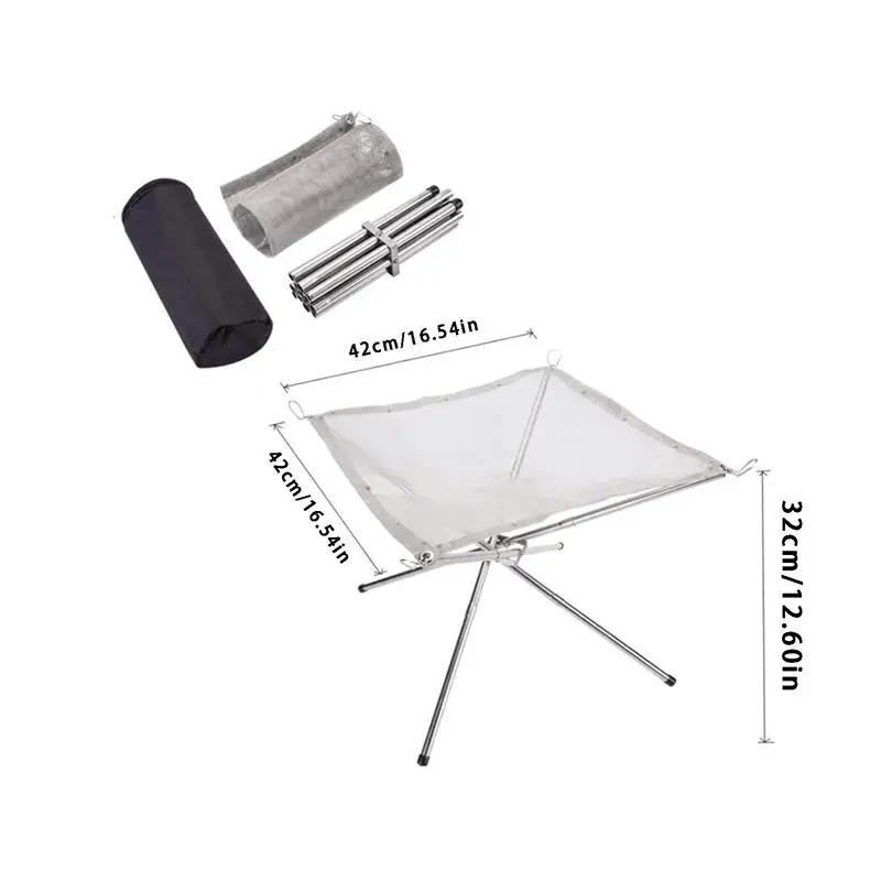 Durable Portable Outdoor Camping BBQ Mesh Fire Pit with Quick Assembly