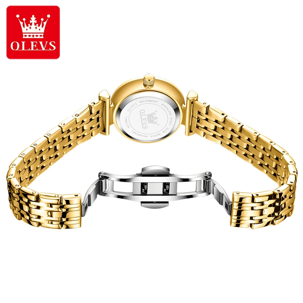OLEVS 5592 Original Waterproof Quartz Watch For Women Top Brand Stainless Steel Ladies Wristwatch Roman Scale Fashion Watch 2024