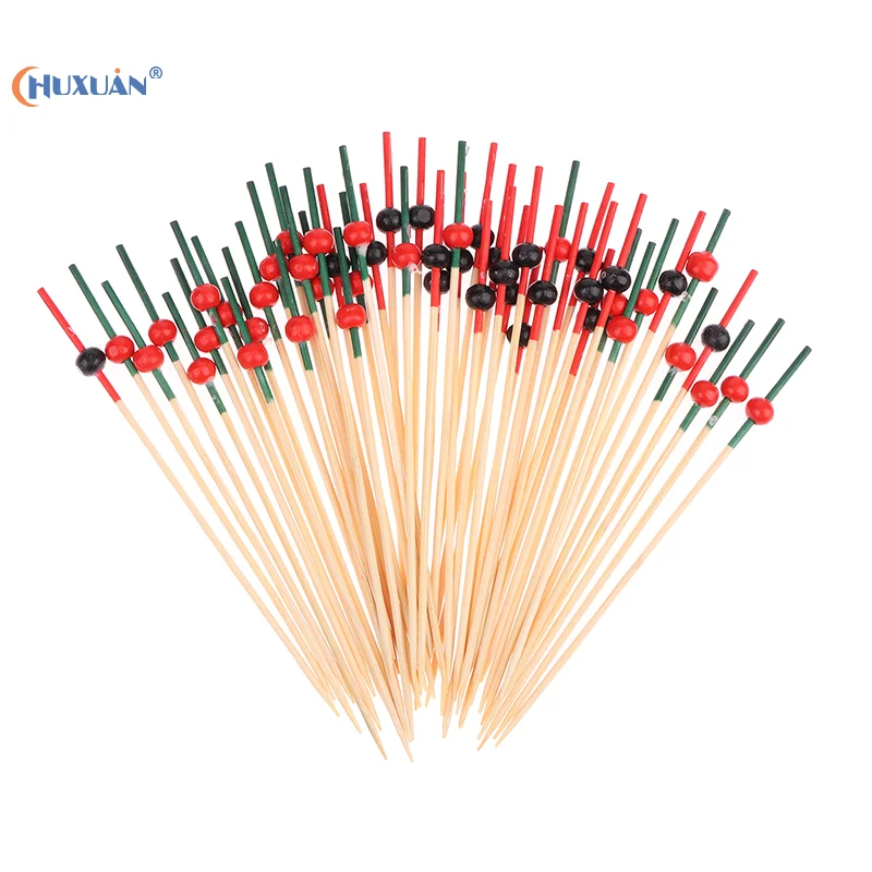 

100 шт. 12 см бамбуковые зубочистки, подставка для буфета, вилка, десерт, салатная палочка, Коктейльные Шпажки для свадебной вечеринки, искусственный Декор