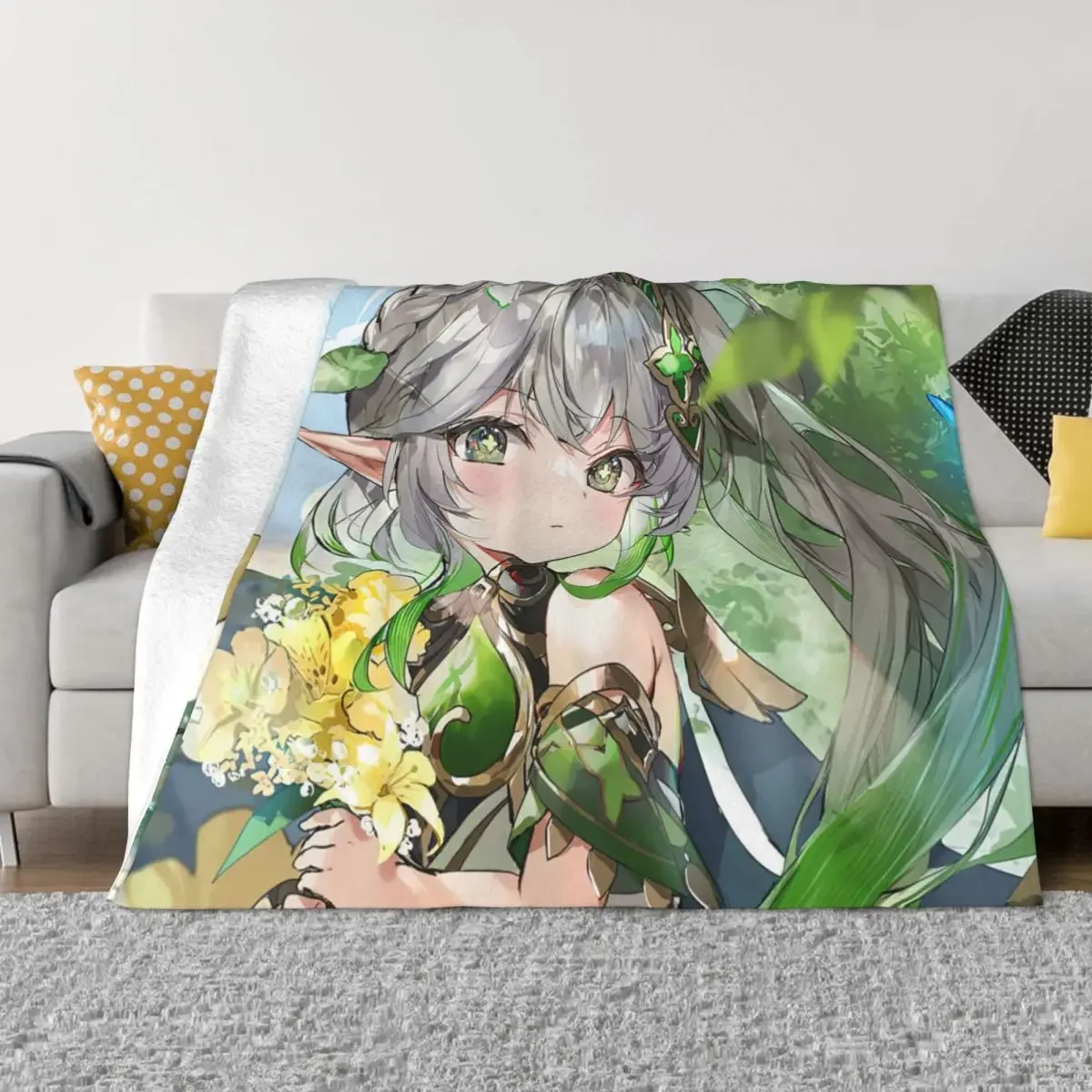 

Genshin Impact Game Cute Nahida Portable Warm Throw Blankets for Bedding Travel