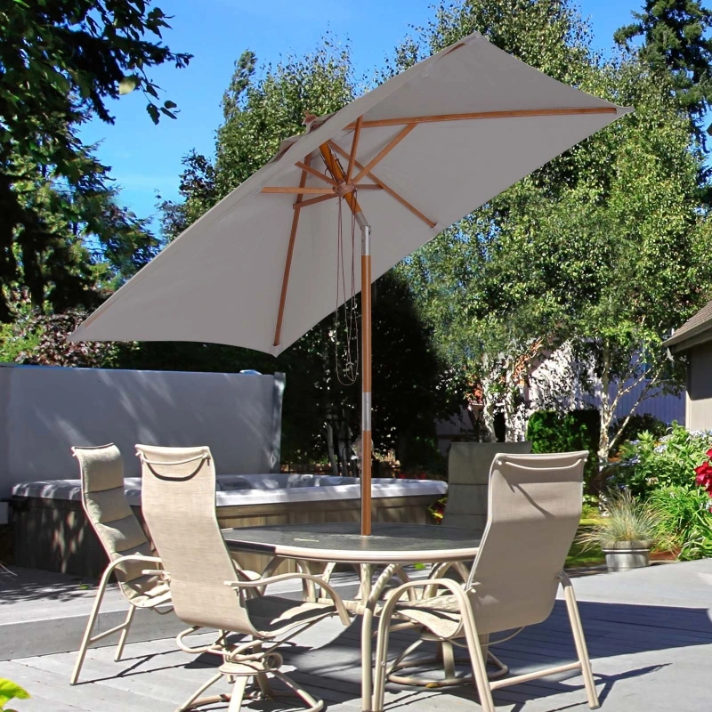 serie Shetland Uitgaan Tuin Parasol 200X150X230 Cm Geneigd Rechthoekige Paraplu Met Crank Dubbele  Top En Verwijderbare Houten Paal, grijs| | - AliExpress