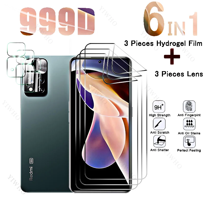 

Передняя Гидрогелевая пленка 6 в 1 с полным покрытием для Redmi Note 11 Pro + 5G, Защита экрана для Redmi Pro + Plus 21091116UG, объектив камеры 6,67 дюйма