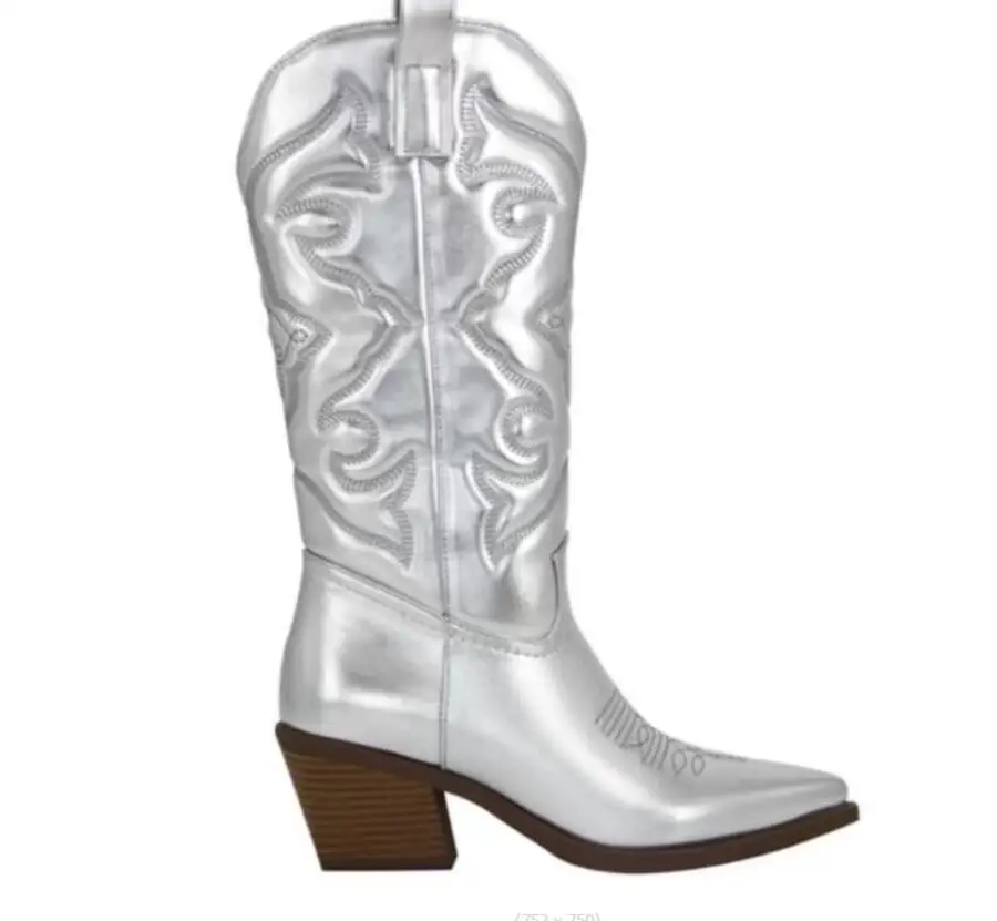 Women Low heel Boots Solid Color Suede Lady Winter Warm Comfortable Female Shoes Point Toe Sexy White embroideryTall Boot Large