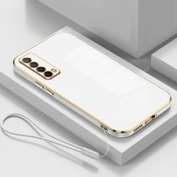 Luxury Square Plating Shockproof Soft TPU Silicone Back Cover Case - Huawei P smart 2021 (Gs6D White)