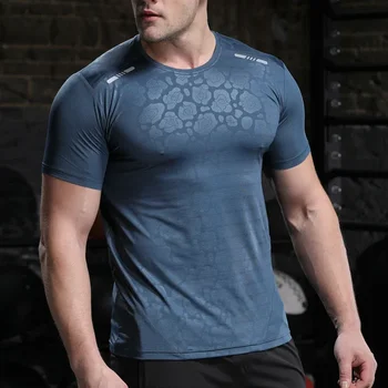 Men Running Compression T-shirt Dry Fit Short Sleeve Sport Tees Male Gym Fitness Jogging Sweatshirt Homme Athletic Shirt Tops 1
