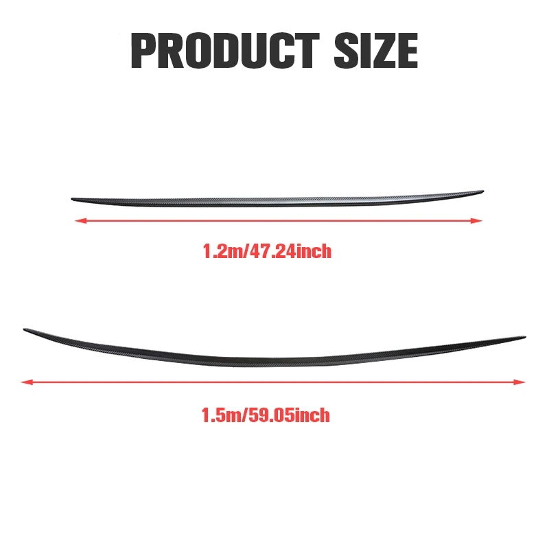 ​​Universal Soft Car Spoiler Sticker Trim Trunk Wing 1.2/1.5m Black Bonnet Hatch Gate Lightweight Lip PU Roof Flexible New