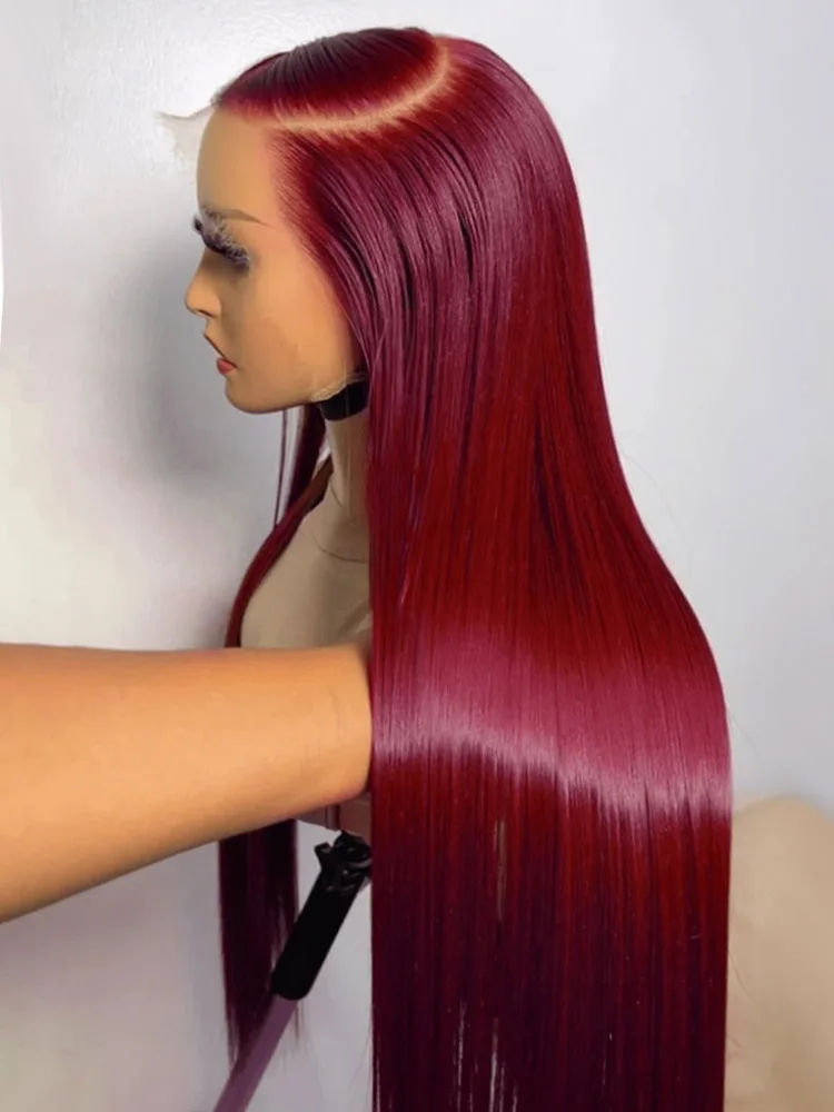 99j Burgundy Lace Front Wigs Human Hair 28 Inch Reddish HD Lace Frontal Wigs Human Hair 250% Density Pre Plucked with Baby Hair