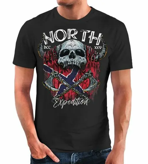 

Mens North Norway Skull Skull Print Print Fashion T-Shirt- Short sleeve T-shirt for summer couples
