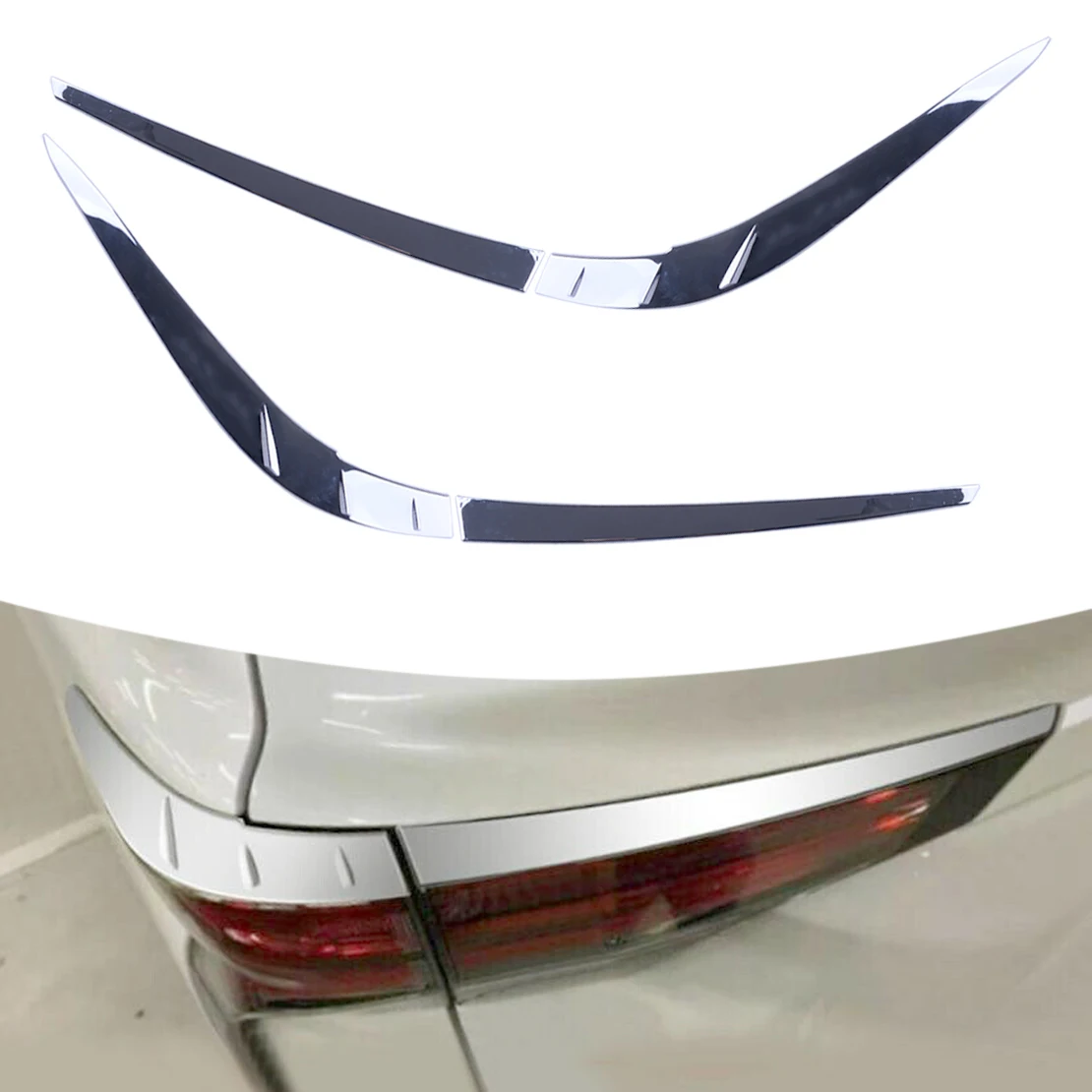

1 Set Car Tail Light Rear Lamp Cover Eyebrow Eyelid Trim Strip Decor Fit for Toyota Sienna 2021-2022 Silver Chrome ABS