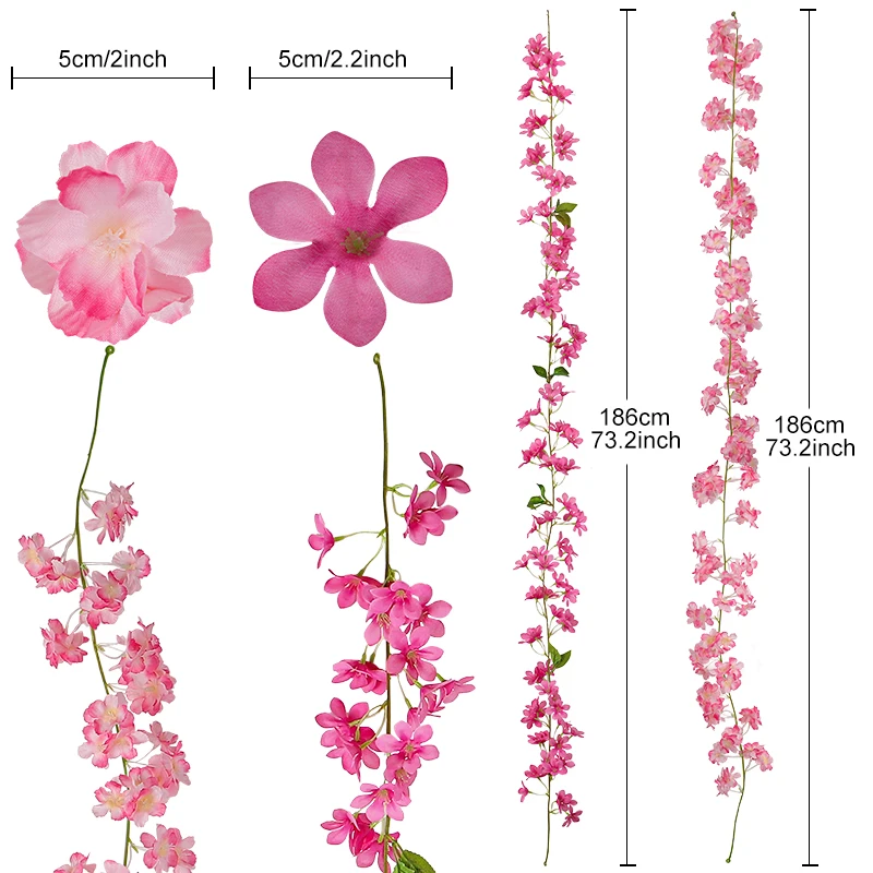 Guirnalda Colgante De Flores De Rosas Para Exteriores, 6 Uni