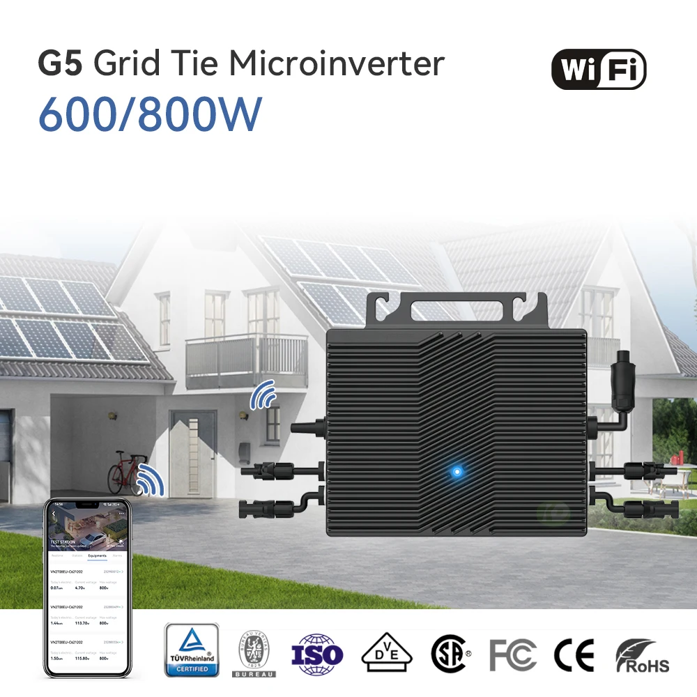 600W 800W Mppt On Grid Tie Micro Inverter Solare 18-60Vdc 230Vac Ip67 Ad Alta Efficienza Facile Da Installare Per Pannelli Solari 2*300-550W