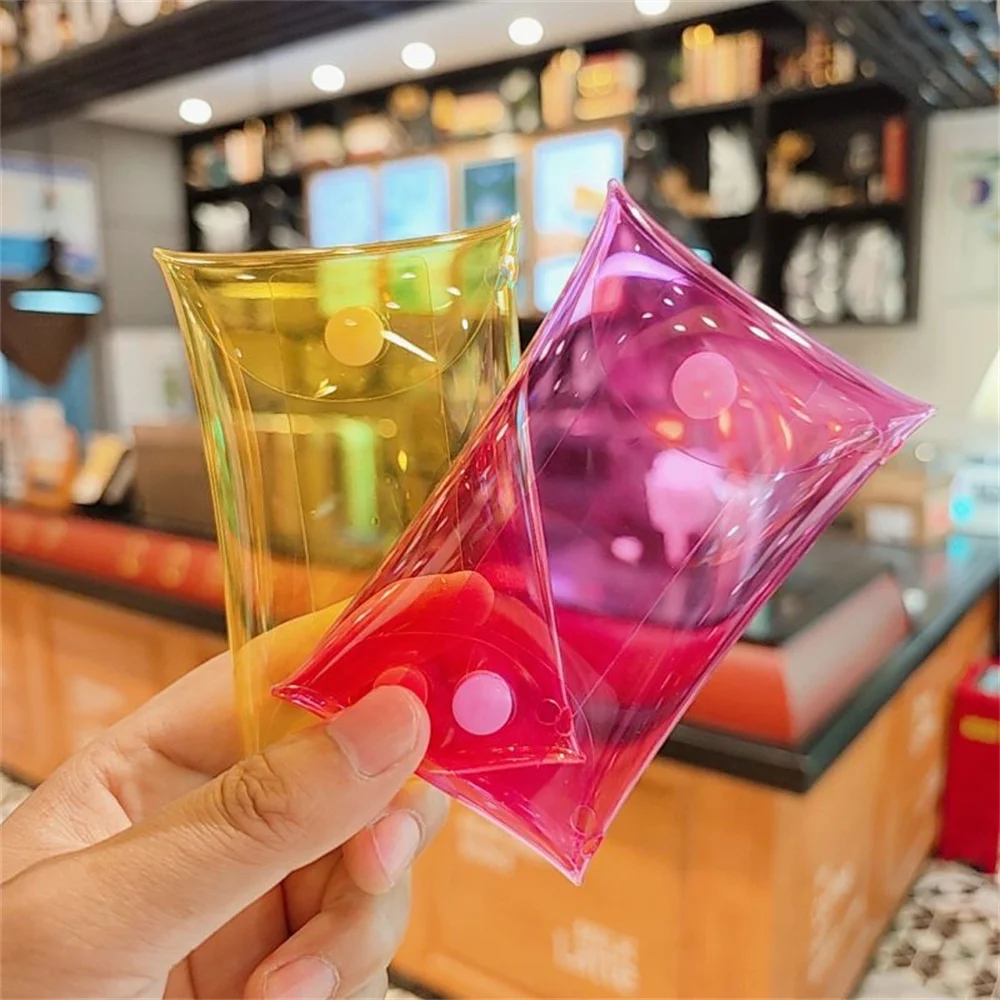 Coin Purse Colorful Transparent PVC Mini Portable Cartoon Wallet Key Headphone Storage Bag Women Jewelry Organizer Pouch