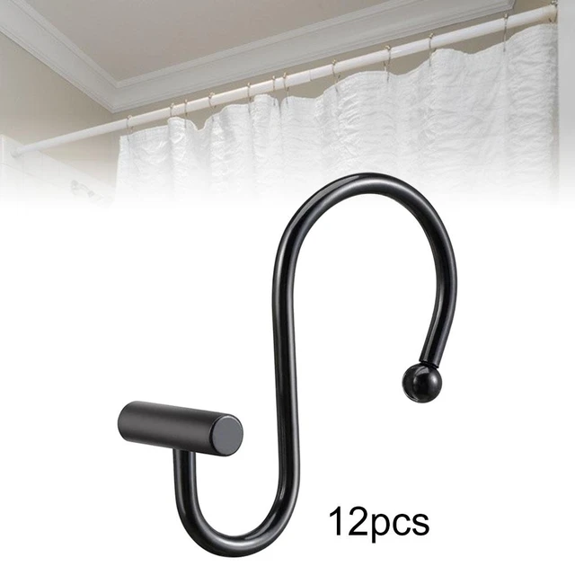 12pcs Metal Shower Curtain Hooks T-bar Rust-resistant S Shaped