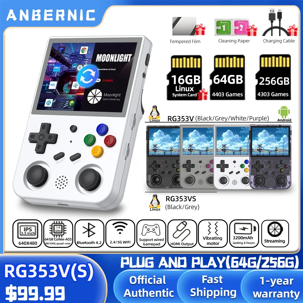 Anbernic rg353v rg353vs retro spiele rk3566 3,5 zoll 640*480 