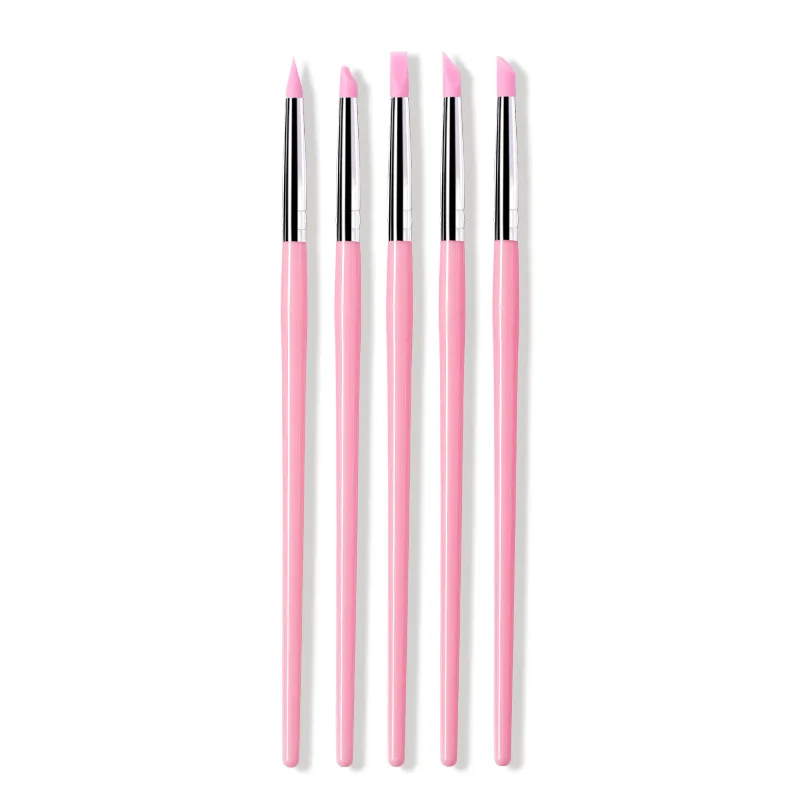 5Pcs/Set Silicone Nail Art Pen Brush UV Gel Polish Tip 3D Image DIY Dotting Polish Brushes Sculpture Pen DIY Manicure Tool 5