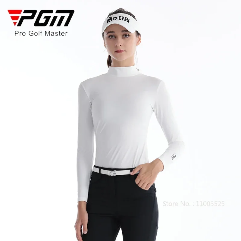 PGM Ladies Anti-Uv Long Sleeve Golf Underwear Women Sunscreen Ice Silk Tops Ladies Breathable High Elastic Golf Shirt S-2XL