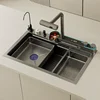 304 Stainless Steel Sink Thickened Large Single Slot Multifunctional Digital Display Honeycomb Embossed Vegetable Washing Basin 4