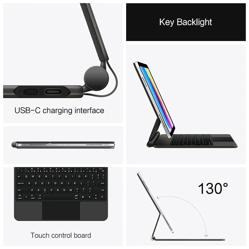 Magic Keyboard para Ipad Pro Ipad Pro 11 12.9 m1 m2 20232023 Air Air5 Air4 Case Ipad 10 10th Gen Touchpad Folio Keyboard - Imagem 2
