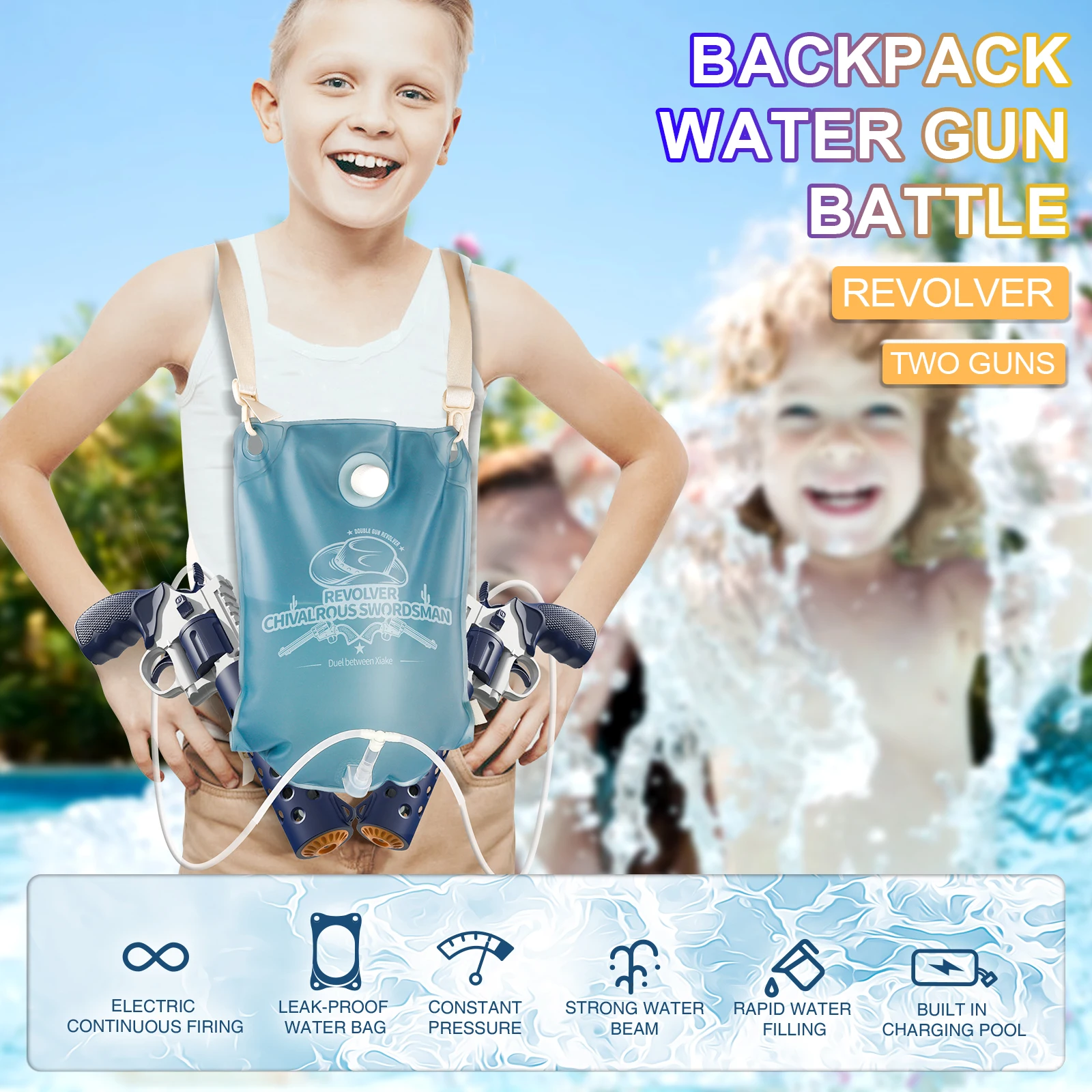 Backpack Electric water gun Full-Automatic Shooting Water Gun Toys for male Summer Outdoor Beach High-capacity Guns Game Gifts water guns