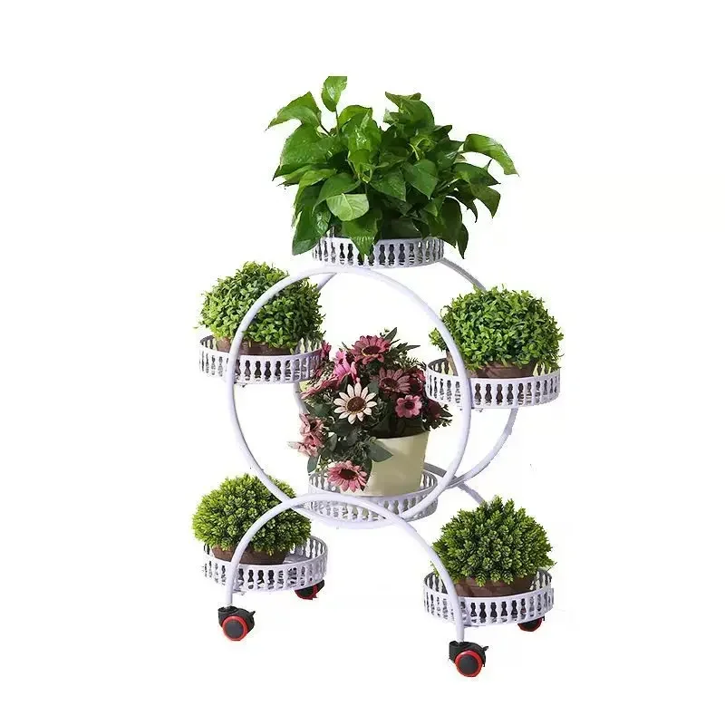 European Style Iron Art Living Room Flower Rack Balcony Floor Type Green Rose Rack Multi-Layer Indoor Flower Pot