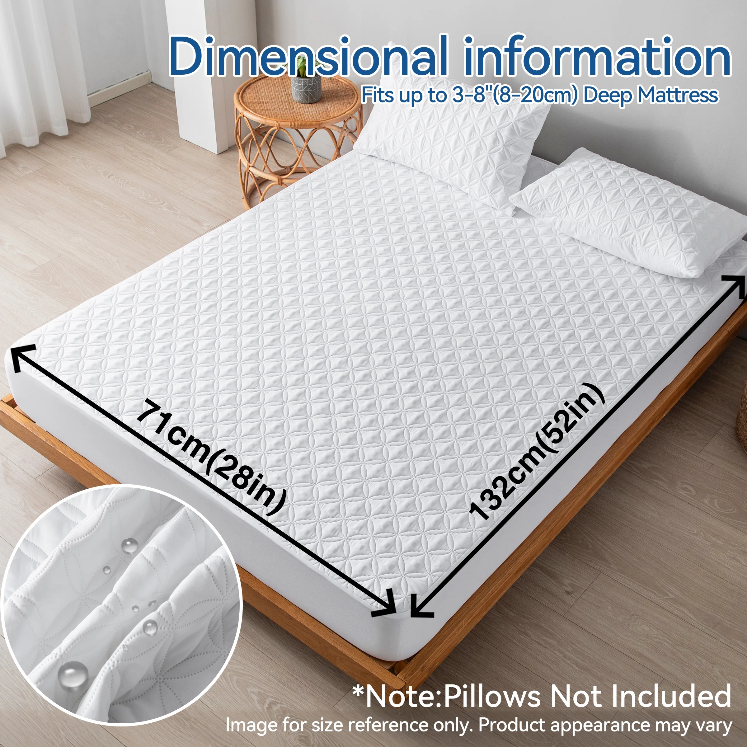 Deluxe Quilted Waterproof Mattress Protector - Noiseless & Breathable with Deep Pocket Design