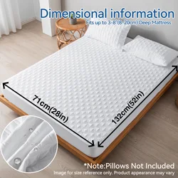 Deluxe Quilted Waterproof Mattress Protector - Noiseless & Breathable with Deep Pocket Design - 100x200x36cm (White)