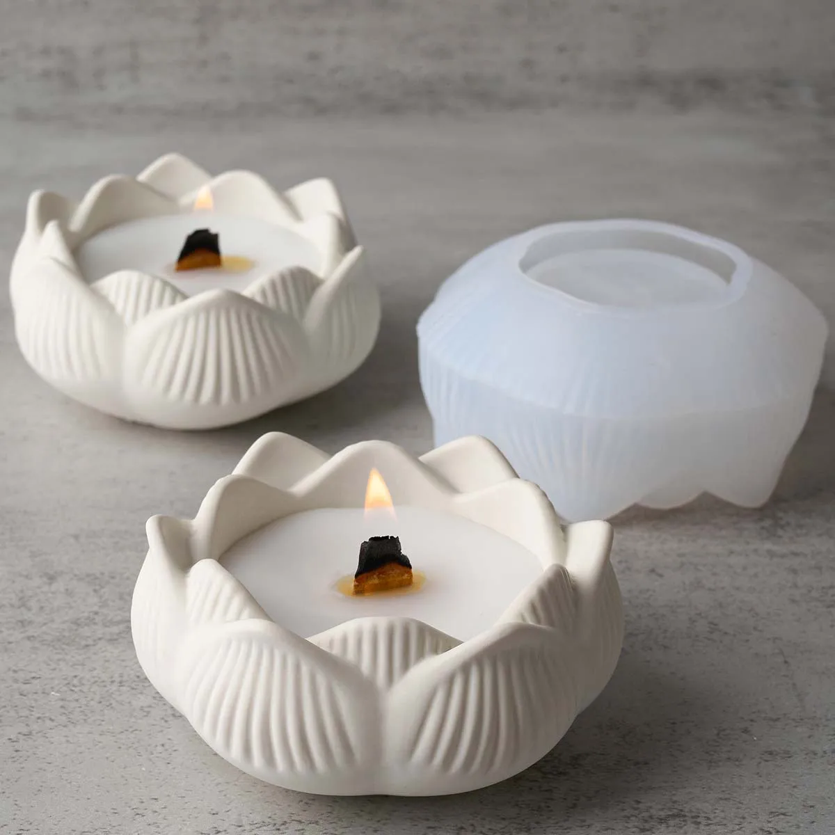 연꽃 촛대 실리콘 몰드 DIY 수제 보관함 석고 콘크리트 레진 캔들 홀더 공예 주조 몰드 홈 데코