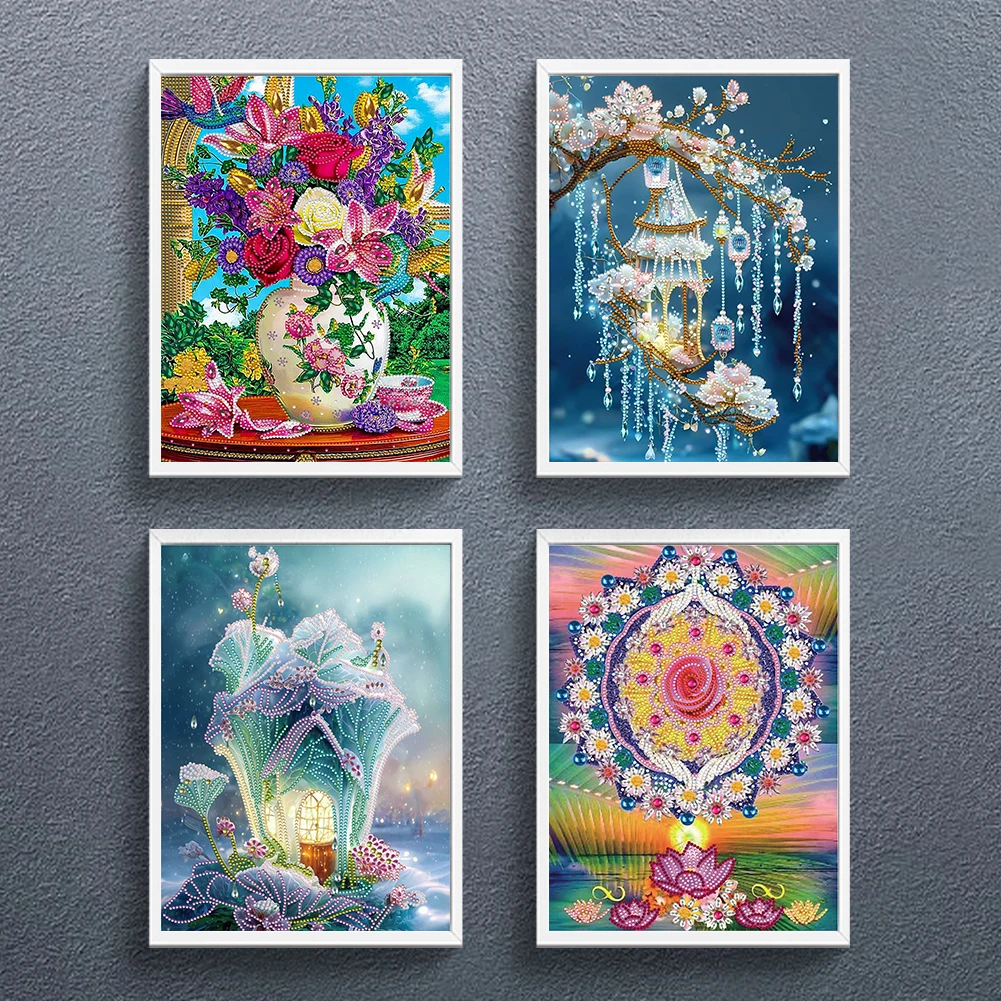 5D DIY Flowers House Diamond Painting Special-shaped Partial Drill Rhinestone Crafts Paintings For Office Living Home Decoration diamond painting,diamond art painting kit,diamond painting set