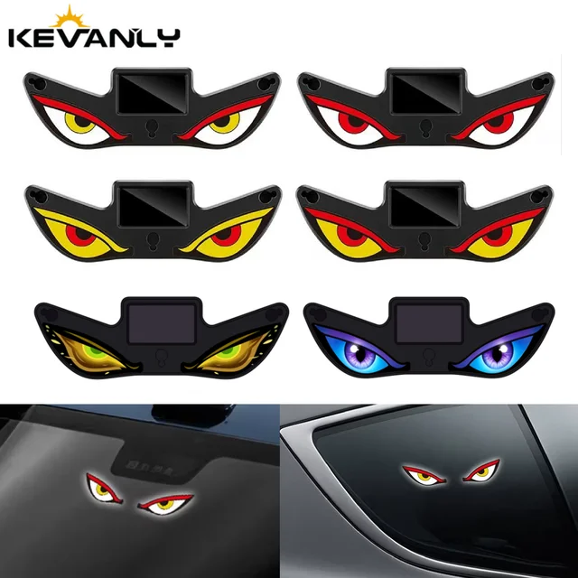 Solar Powered Car Neon Light Wireless Cool DEMON EYE Led Ambient Light Suction Cup USB Rechargeable Atmosphere Breathing Lamp 1